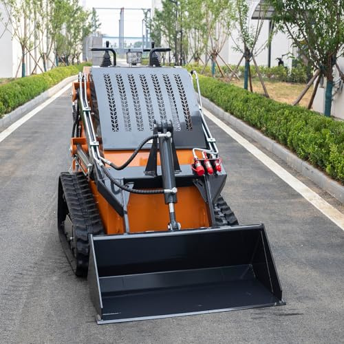 Mini chargeuse à roulettes multifonctionnelle avec seau et pelle rétrocaveuse, petite chargeuse compacte avec cylindre hydraulique et panneau d'utilisation facile pour l'aménagement paysager