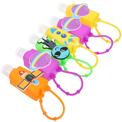 Alipis Flacons de Voyage Couleur Aléatoire 30ml Lot de 6 en Silicone Crochet Anti-fuite Design Cartoon à Accrocher pour Garçon et Filles Paquet à Dos la Poussette
