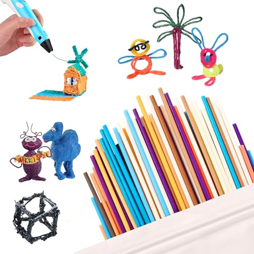 300 Stück 3D Stift Filament für 3Doodlers Start Pen, 20 Farben 2,5 mm PCL Niedrige Drucktemperatur 3D Druck Stift Nachfüllpack, Niedrigtemperatur Nachfüllpackungen Kompatibel mit 3Doodler Start+ P