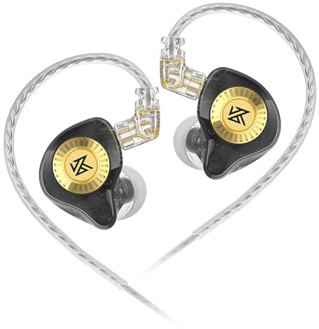 Dioche In-Ear Headphones Wired In-Ear Headphones Wired HIFI Dynamic Coil Headset | Gaming, Music & Computer with Stylish Resin Inlaid Design | Comfortable Silicone Caps (Black #-1)