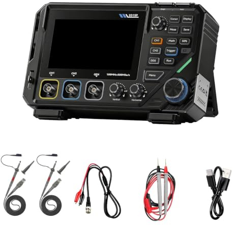 2D15P Oszilloskop, 3 in1 Digitales Oszilloskop/Multimeter/Signal Generator,4,5 stellige Präzision Multimeter,19.999 TRMS-Zählwerte, 5000MSPS Abtastrate, 4,3 Zoll Touchscreen