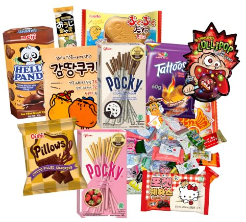 boxtasy Asiatische Süßigkeiten Snacks Box Geschenk-Set Probierpaket 30 Teile