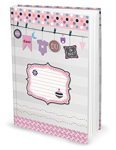 Logbuch-Verlag Baby Tagebuch rosa Schön dass Du da bist XXL DIN A4 leeres Notizbuch für das erste Jahr
