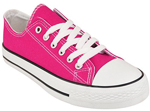 Shop Online Womens Ladies Canvas Shoes | Lace Up Casual Flat Sneaker | Lace-Up Plimsoll Pumps Casual Shoes | Low Top Flat Gym Sports Trainers Lightweight Shoes (5UK, Pink)