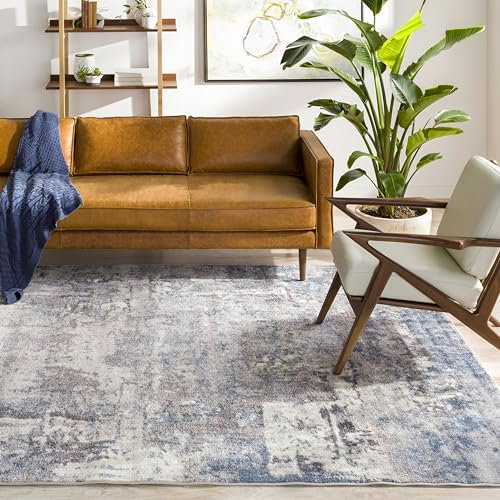 Livabliss Miami Wohnzimmer Teppich Modern - Abstrakt Design in Marmor Optik 160x213 cm für Wohnzimmer, Esszimmer, Schlafzimmer - Weicher Kurzflor in Blau, Grau und Taupe