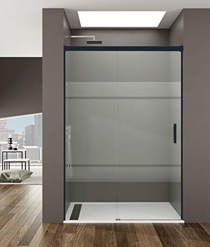 GME - Basic Black Frost Plus - Paroi de douche avant - 1 lame fixe + 1 lame coulissante (115-120 cm)