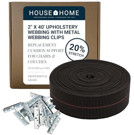 House2Home Gurtband-Set, 5 cm breit x 40 m lang, inklusive Metall-Endclips und Montageanleitung
