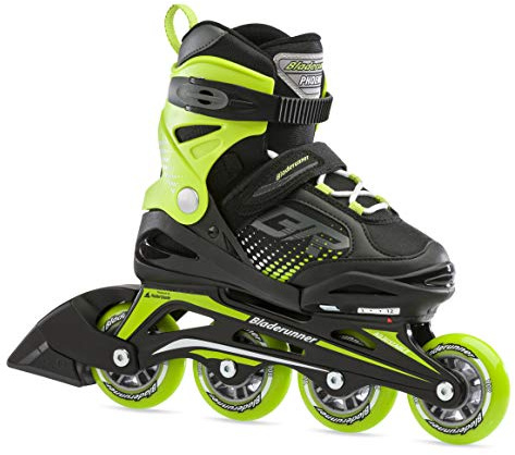 Bladerunner by Rollerblade Phoenix Boys Adjustable Fitness Inline Skate, Black and Green Size 5-8