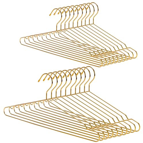 Nature Smile 20 Stück 45 cm robuste Metall-Kleiderbügel, platzsparende Drahtbügel, Metall-Kleiderbügel, Kleiderbügel, Standard-Anzugbügel, ideal für den täglichen Gebrauch, Gold