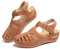 Sandale Femme Compensées Confort Mules Été Et Nu-Pieds Plateforme Plate Chaussures Bout Fermé Sandale Bride Cheville 1 Marron 42 EU