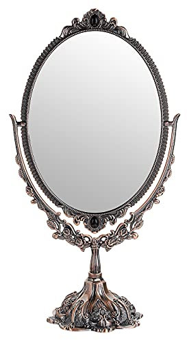 SUMTree Miroir de Maquillage Vintage Ovale et Double-Face - Miroir pour Table, Photographie, Dressing (Grand, cuivre Rouge)