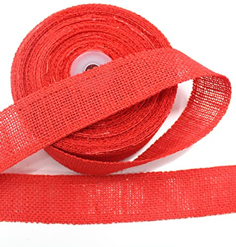CaPiSo 10m Juteband Jute Leinen Dekoband Gitterband Schleifenband aus Naturjute Frostschutz Naturband nachhaltig Geschenke Geschenkverpackung Basteln Weihnachten (Rot, 4 cm)