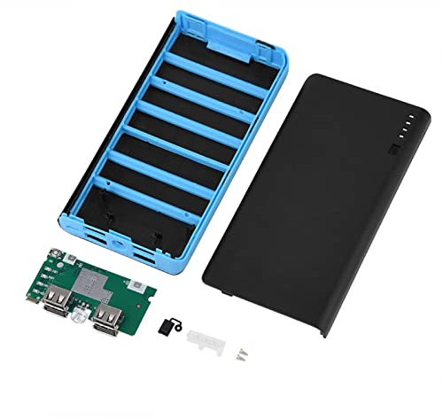 Portable DIY Power Bank Box, DIY Charger Power Bank Box, 20000mAh Ultra‑Large Capacity 4 USB Output Fast Charge Mobile Power Bank Case DIY Kit(Blue)