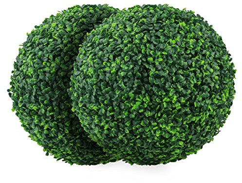 Sunnyglade 2 PCS 7 inch 4 Layers Artificial Plant Topiary Ball Faux Boxwood Decorative Balls for Backyard, Balcony,Garden, Wedding and Home Décor (7 inch)