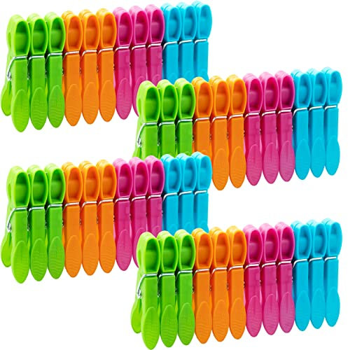 48PCS Pinces à Linge en Plastique, Coupe-Vent et Antirouille, Chevilles Plastique, Pince à Linge Plastique, Épingles à Linge pour Serviettes Chaussettes Underwears et Vêtements