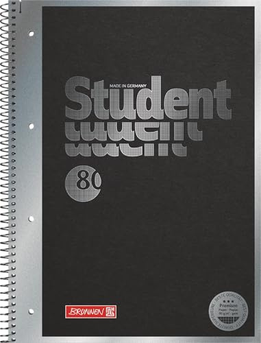 BRUNNEN Collegeblock Premium Student „Hardwired“ | A4, Lineatur 28, 80 Blatt, schwarz