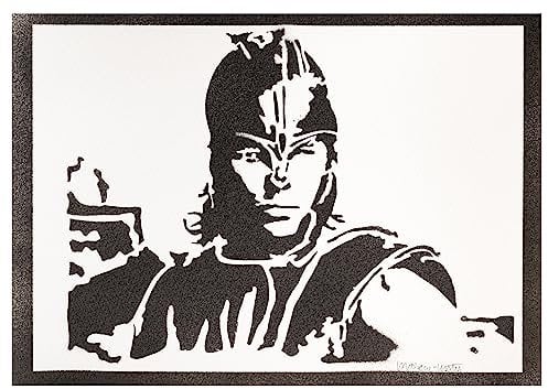 moreno-mata Echtes Handgemachtes Graffiti Troja Filme Aesthetic Poster & Kunstdrucke Bilder Brad Pitt Plakat Handmade Deko Wandbilder Wohnzimmer Wanddeko Geschenke für Männer und Frauen