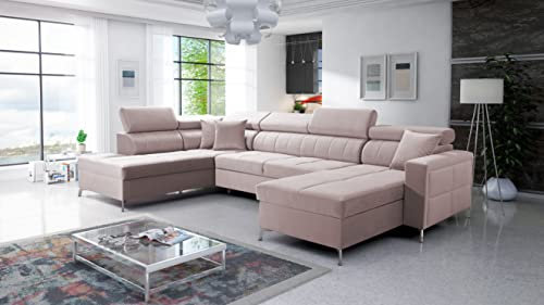 Ecksofa SIMI VI mit Schlaffunktion - Bettkasten - Wohnlandschaft - XXL Sofa -U Form - Polsterecke - Couch - Eckcouch - Wohnzimmermöbel - Polsterbett - Schlafsofa - Möbel 26 (JAGUAR 2170, SEITE RECHTS)