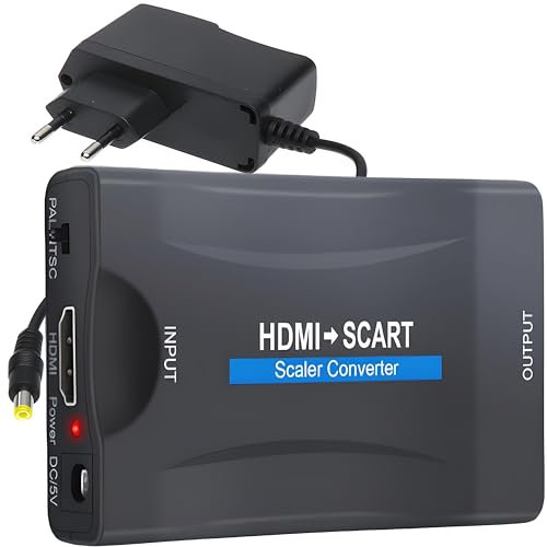 Retoo HDMI auf SCART Konverter, HDMI auf Scart Adapter Video Audio Wandler 1080P HD für HDTV STB VHS Xbox PS3 Sky Blu-ray DVD Player, Adapter für HDTV VHS, Unterstützt PAL, NTSC3.58. NTSC4,43
