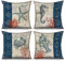 ASDCXZ Maritim Kissenbezug 40x40 cm 4er Set, Retro Maritim Hummer Seestern Hippocampus Sofa Dekokissen Kissenbezüge Kissenhülle Waschbar Polyester Leinen Textil Polster Kopfkissenbezug Kissen Bezug
