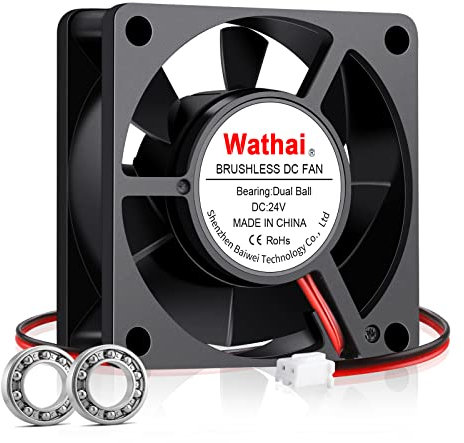 Wathai 60mm x 20mm 24V Cooling Fan Dual Ball DC Brushless 6020 Fan for Ender 3 Pro, 3D Printer, Battery Charger, Power Supply, Electronic Component Replacement Parts Cooling