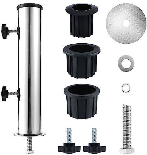 LUTER Juego de Tubos de Soporte de Paraguas, Ajustable Tubo de Soporte de Paraguas de Acero Inoxidable, Base de Paraguas de PVC Piezas de Soporte de Paraguas para Jardín Exterior Patio Trasero