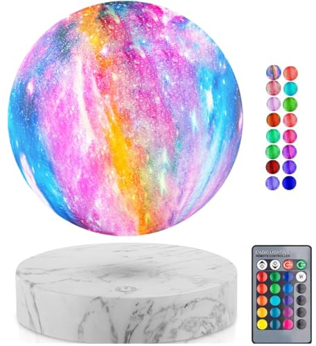 Levitierende Mondlampe Galaxie Lichter, magnetische schwimmende rotierende Mond Schreibtischlampen, schwimmende LED Mond Nachtlichter mit 16 Farben Home Office dekorative Lampen, Weihnachtsgeschenke