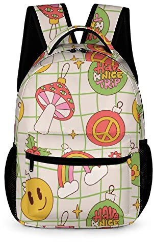70er-Jahre-Retro-Groovy-Rucksack für Kinder, Teenager, Damen, Herren, Studenten, Reisetasche, Schultasche, Kinder, Büchertasche, leichter, lässiger Tagesrucksack