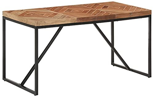 MNISDFL Schreibtisch Computertisch Balkontisch Küchentisch Esstisch 140x70x76 cm Massivholz Akazie und MangoLeicht zu montieren