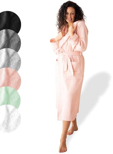 SIEGENTHAL® Damen Bademantel Frottee Velour 100% Baumwolle mit Kapuze Flauschig - Rosé S - M