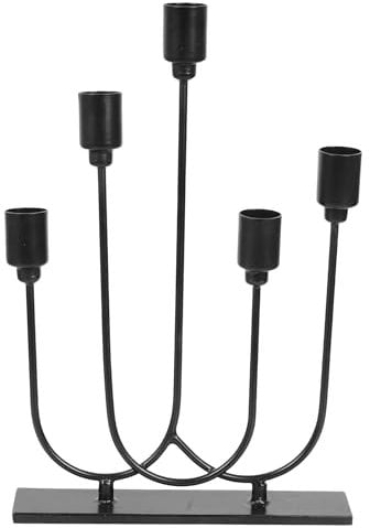 TIED RIBBONS Black Candelabra Metal Taper Candle Holders for Home 5 Arms Candlestick Holder for Fireplace Iron Vintage Candle Holder Decoration Classic Design Candle Holder for Valentines Decorations