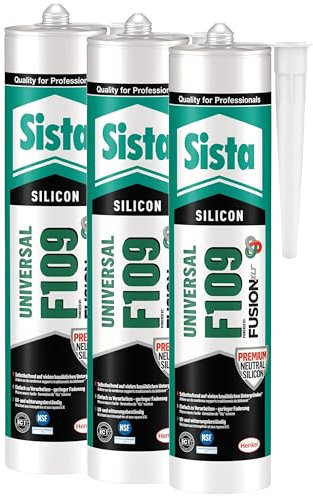Sista F109 Fusion, universell einsetzbare Dichtmasse, Silikon Dichtstoff für Fassade, Verglasung und Sanitär, resistente und geprüfte Fugenmasse, eiche, 3x300ml