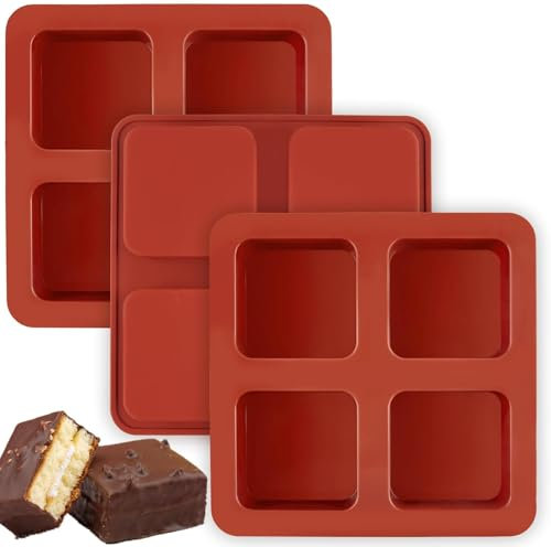 Socluer Lot de 3 mini moules à cake en silicone antiadhésif pour brownie, pain de maïs, cheesecake et chocolat
