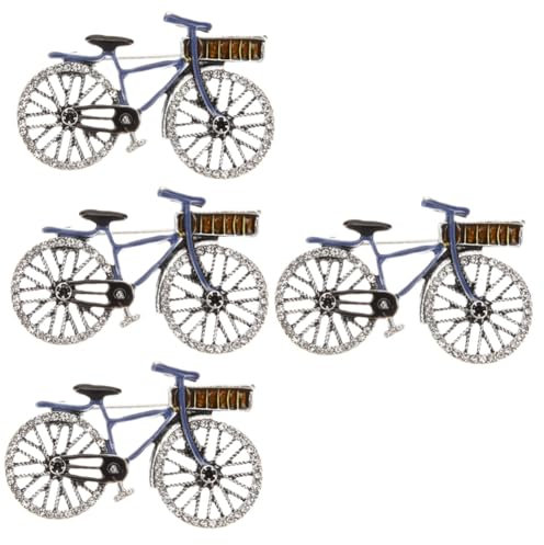 SOIMISS 4stücke Retro Fahrrad Brosche Aus Metall Mit Strass Anstecker Für Damenbekleidung Stilvolle Fahrrad-deko Für Besondere Anlässe Wie Weihnachten Geburtstage Und Hochzeiten