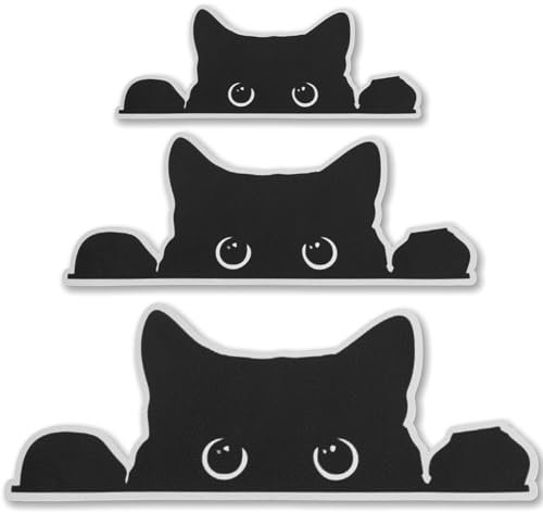Sibba 3 Pcs Peeking Cat Sticker Car Bumper Sticker Funny Decal Stickers Vinyl Waterproof Bumper Stickers Cute Exterior Accessories Black Sticky Cover Adhesive Sneaky Cat Decal for Box Laptop Wall Cup