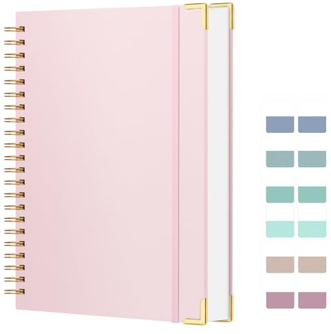 FYY A4 Spiralblock Notizbuch Hardcover Notizbuch 300 Seiten/150 Blätter Dicke 110GSM College Lineal Papier Spiral gebundene Notizbücher zum Schreiben, 21 x 29.7 cm, Rosa