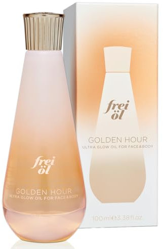 frei öl – ULTRA GLOW ÖL Golden Hour mit zart-würzigem Duft - für Gesicht & Körper - für mehr Glow & sichtbar glattere Haut, Vitamin E und Jojobaöl, vegan & dermatologisch getestet, 100 ml