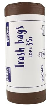 IDEA HOME 20 Unidades Bolsas de Basura LDPE para Reciclar - Extra Resistentes Bolsas Basura Separación de Residuos, Fuerte, 35L, Marrón