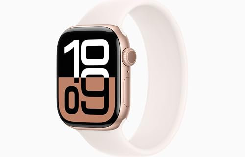 Apple Watch Series 10 [GPS, 42mm] - Rose Gold Aluminium Case with Light Blush Sport Loop (Renewed)