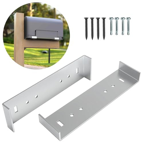 MUZZIOU Briefkasten-Montagehalterung, 20,3 cm breit, rostfreie Briefkastenhalterungen für Post, Metall, robustes Briefkasten-Halterungs-Set mit Schrauben