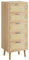IBUYKE Rotin Commode Chambre, Armoire avec 5 tiroirs décorés en rotin, Meuble de Rangement avec Pieds en Bois, pour Coucher, Salon, Entrée,Chambre d'enfant, Natur WST010N