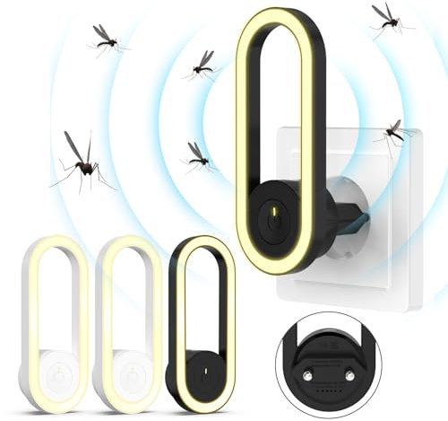 Repelente Ultrasónico de Plagas, Electrónico Repelente Mosquitos Insectos Control para Interiores, Antimosquitos Electrónico para Ratones, Arañas, Cucarachas, Moscas(4 Paquetes)