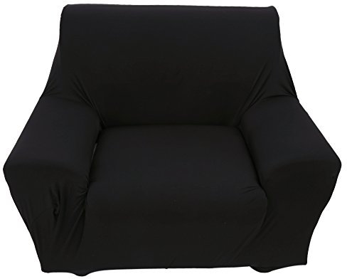 TANIQIACA Single Seat Sofa Slipcover, Stretch Elastic Couch Cover, Solid Color, Slip, Protective Layer for Home Office Hotel, Easy to, 92% Polyester 8% Spandex, Fits Most 1 (Black)