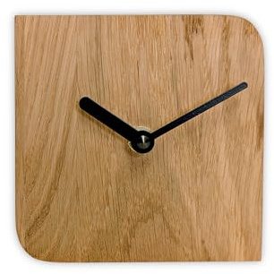 Natuhr Wanduhr Tischuhr - Ührle - Kleine Holzuhr aus massivem Eichenholz im modernen skandinavischen Stil - Eiche geölt – präzises Funk-Uhrwerk