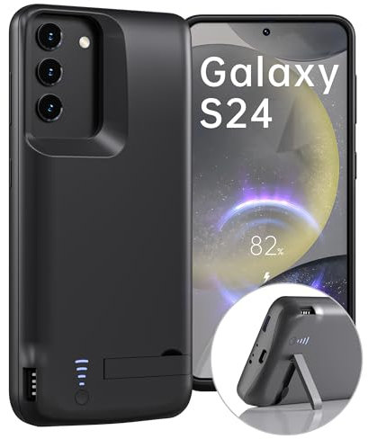 ENCHE Battery Case for Galaxy S24, Extended Rechargeable Backup Batteri Charging Cases for Samsung Galaxy S24 5G Portable Power Bank Protective Cover – Black