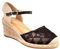 Espadrilles compensées Femme élégantes - Talon Corde 6cm, Dentelle Noires à Sequins, Bride Ajustable - Sandales été Confort Chic