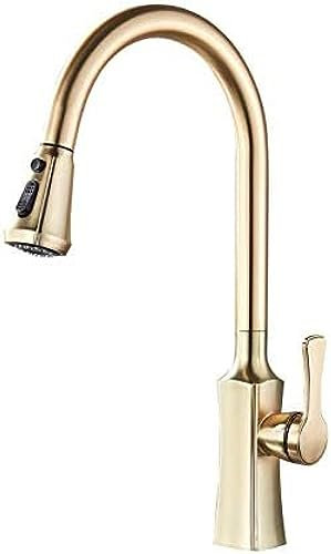 Robinet De Cuisine Mélangeur En Or Brossé Tap Parede Crane Rotation 360 Degrés Tirez Les Robinets