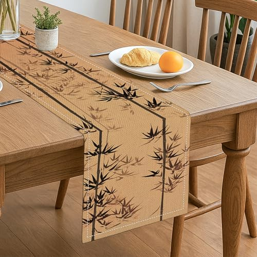 Chemin de table en bambou, élégant inspiré de la nature, décoration minimaliste pour la maison, les réunions de famille et les fêtes de fin d'année, 33 x 183 cm