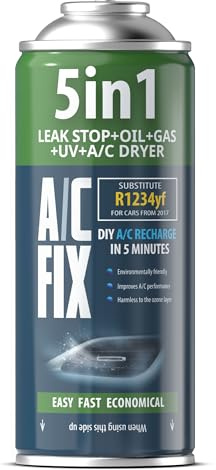 AC FIX 5in1 - Kältemittel R1234yf XL für Auto Klimaanlage mit Öl, Dichtungsmittel, UV-Farbstoff, Trocknungsmittel - Schnelle Anwendung - Schützt den Kompressor