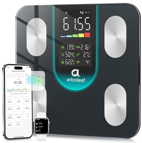arboleaf Smart Scales for Body Weight and Fat, Digital Bathroom Scale | Weighing Scale with 14 Body Composition Metrics for BMI Muscle Mass, High Precision Bluetooth Scales, 400lb/180kg